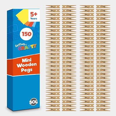 SOL 150pk Mini Wooden Pegs for Photos & Craft – Natural Finish, 2.5cm</wbr> x