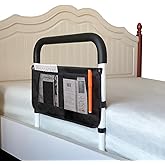 AOHHL Bed Rails for Elderly Adults Safety Adjustable Heights Storage Pocket Assist Support Side Railings for Seniors Citizens Slides Under Mattressbed Cane Bed Guard Bed Handles Bars(White)