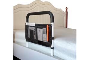 AOHHL Bed Rails for Elderly Adults Safety Adjustable Heights Storage Pocket Assist Support Side Railings for Seniors Citizens
