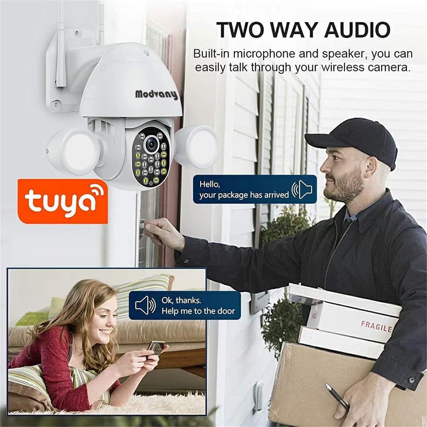 Floodlight Camera, HD Outdoor Security Camera, IP66 Waterproof, Auto Night Vision, Motion-Activated Lights and Camera, Compatible with Tuya & Smart Life, Outdoor Floodlight Lighting (3MP Camera) : Camera & Photo