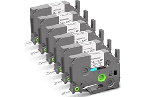 COLORTY Label Maker Tape Compatible with Brother P-Touch Label Tape TZe-231 TZ TZe 12mm 0.47 Laminated White 1/2" TZE231 for PT-D210 D220 H110 D410 D610BT P710BT H111 Cube 1880 Refill, Black on White, 6-Pack