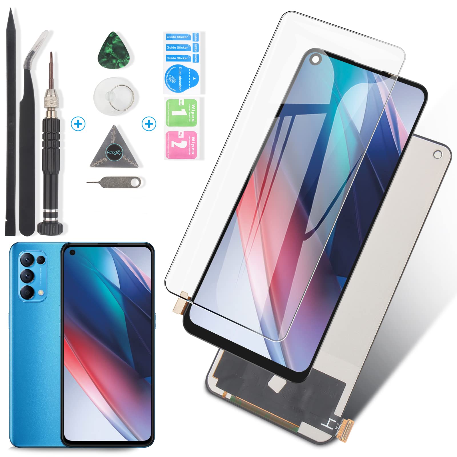 RongZy Display for Oppo Find X3 Lite LCD Screen Replacement LCD Touch Display Digitizer Assembly for CPH2145 with Kit(Black)