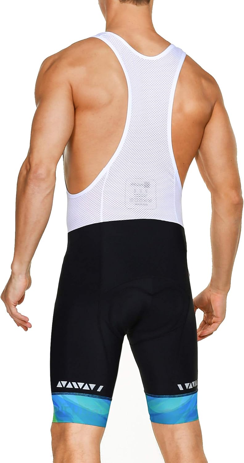 MUCUBAL Men's Cycling Bib Shorts with 3D Breathable Pad Elastic Compression Bike Bibs(Blue,S): Clothing