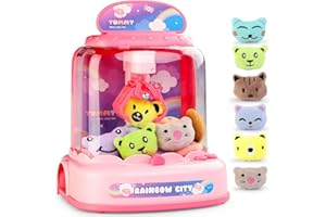 BESSOME Mini Claw Machine for Kids 4-8|Electronic Arcade Game Indoor Toy with Music & Light|Candy Grabber & Prize Dispenser Vending Machine|Best Birthday Gifts for 3 5 6 7 9 Year Old Girls(6 Mini Dolls)