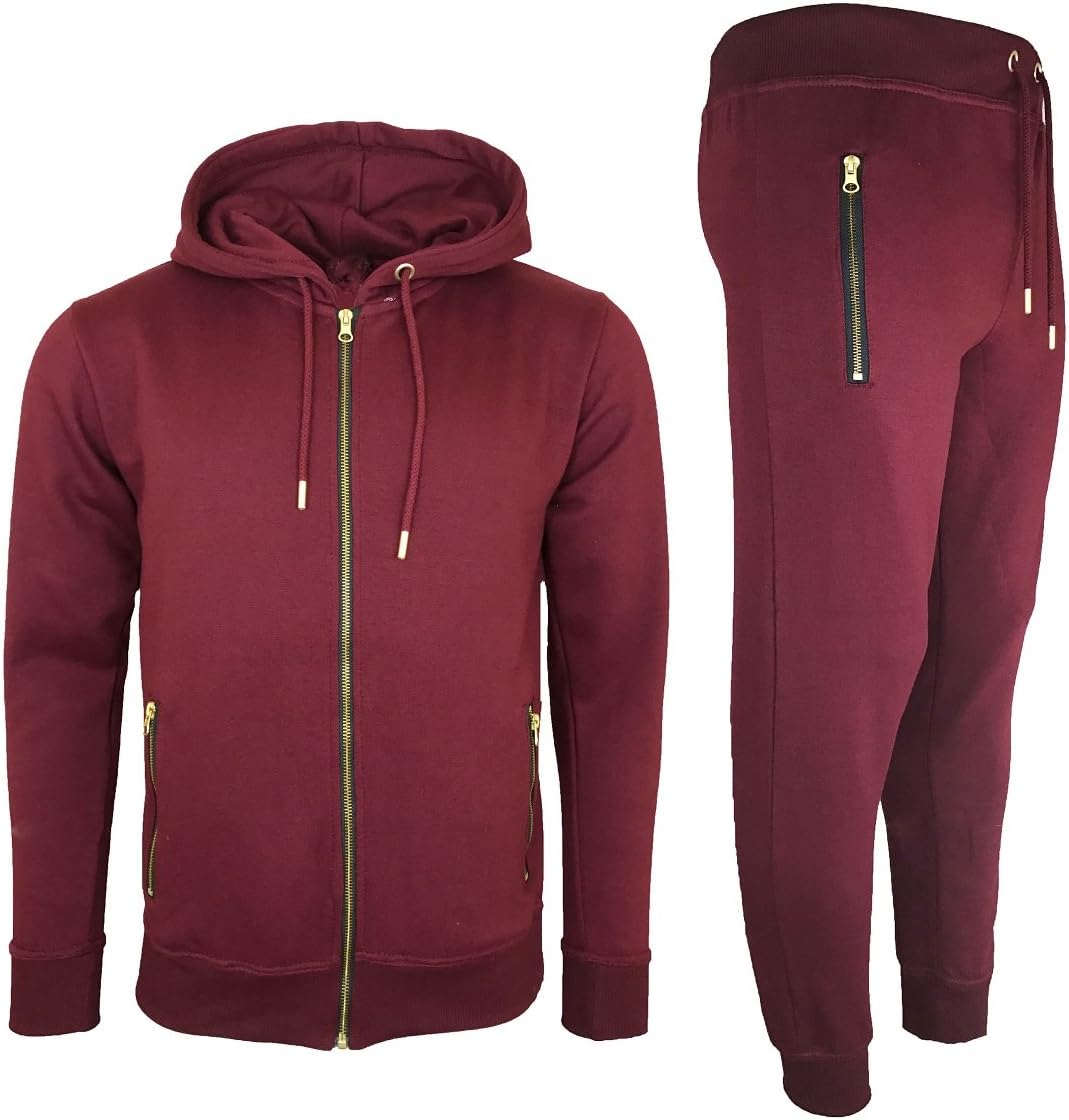 Kapray ClothingMens Tracksuit Set New Contrast Cord Fleece Hoodie Top Bottoms Jogging Zip Joggers Gym Sport Sweat Suit Pants Plus Size S M L XL XXL