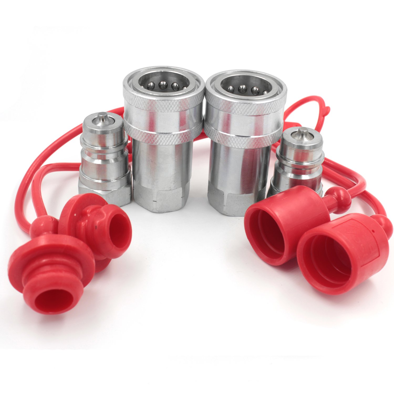 2 Sets of 1/2" NPT Hydraulic Quick Connect Couplings Ball Fitting
