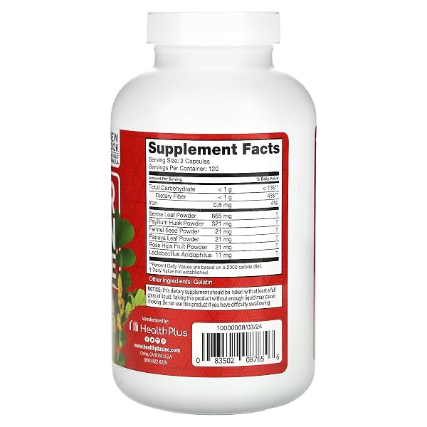 HEALTH PLUS INC SUPER COLON CLEANSE 530 MG 240 CAPSULES, PACKAGE MAY VARY