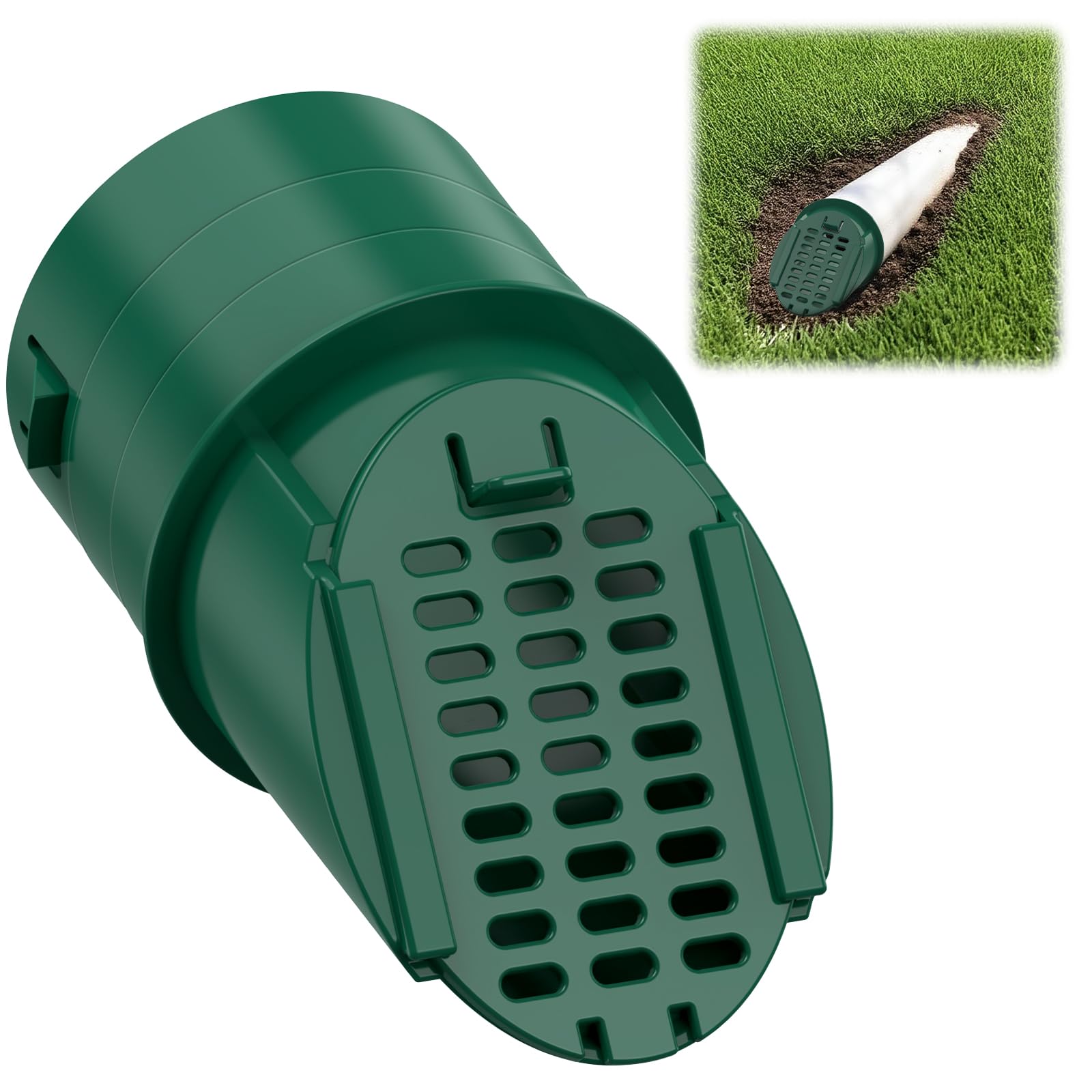 View 1 of 1 Pack 4" Slope Drainage Grate Cover, Rain Diverter, Drainage Grate Yard Drain, Drain Emitter for Sump Pump Discharge & Downspout Extensions, Fit 4" SCH 40, 4" SDR 35, 4" Corrugated Pipe-Green