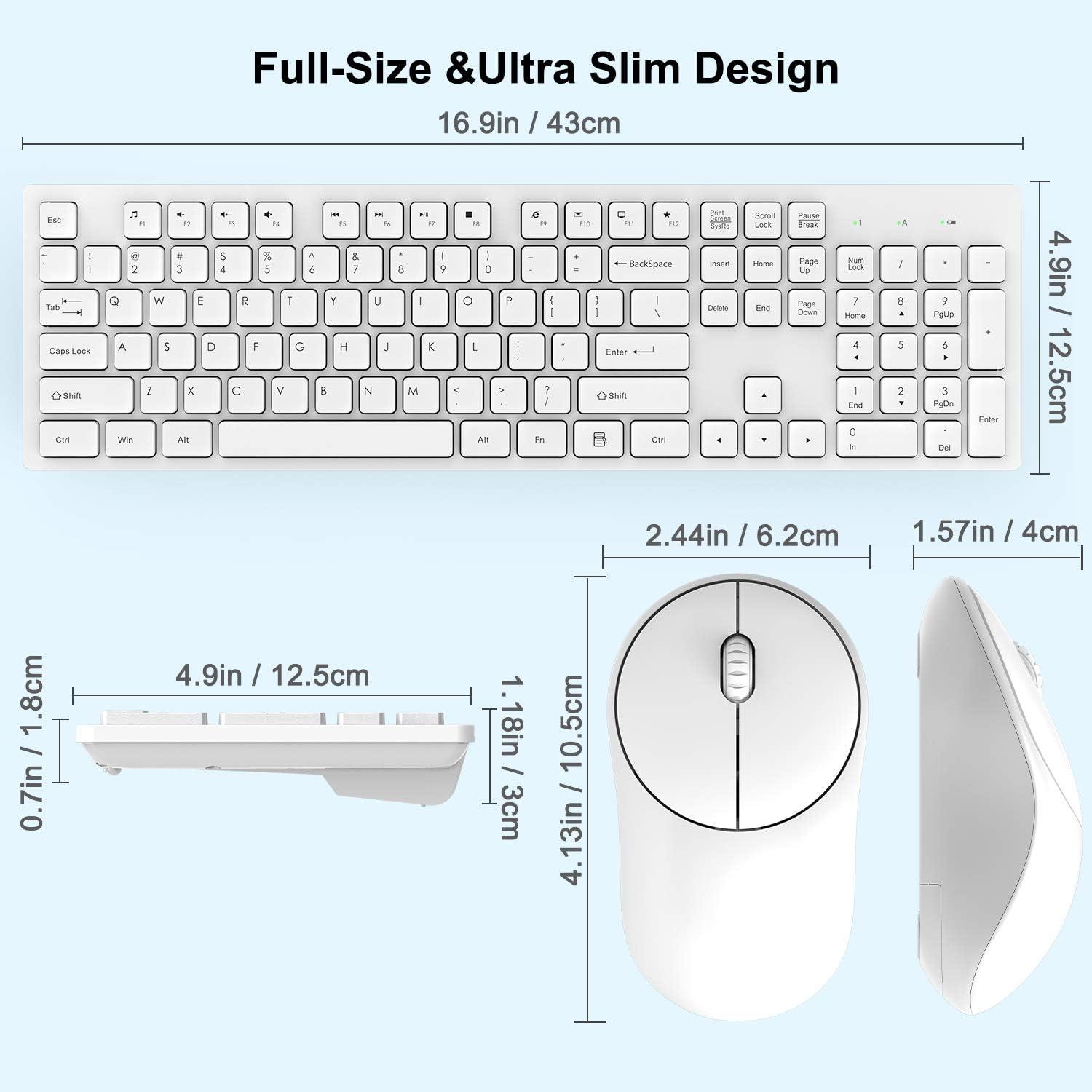 Wireless Keyboard and Mouse, WISFOX Full-Size Wireless Mouse and Keyboard Combo,2.4GHz Silent USB Wireless Keyboard Mouse Combo for PC Desktops Computer, Laptops, Windows: Computers & Accessories