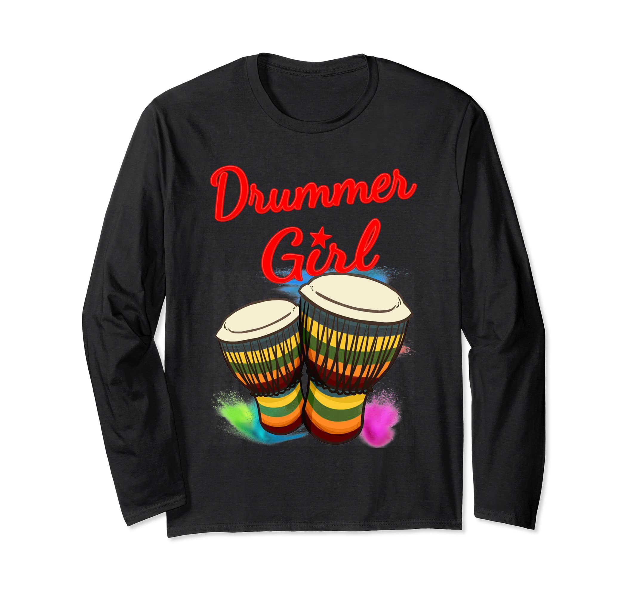 Drummer Girl Djembe Percussion Musician Long Sleeve T-Shirt