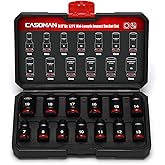 CASOMAN 13-Piece 3/8" Drive Mid-Length Impact Socket Set, 12-Point, Metric, 7mm - 19mm, CR-MO Steel, with Storage Case