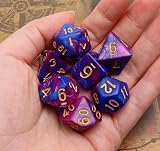 CREEBUY 7Pcs Purple Blue DND Dice Set Polyhedral D20 D12 D10 D8 D6 D4 RPG view 5