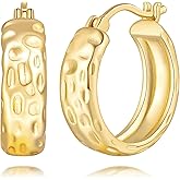 Niratty Gold Hoop Earrings for Women 14K Gold Hoop Earrings for Women Hoops Earring for Womens Hypoallergenic Stunning Water-Ripple Pattern Dainty Hoops Earring for Womens 20mm
