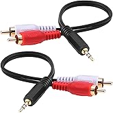 eBoot 3.5mm Audio Cable Male to 2 RCA Male Cable Stereo Audio Y Cable Adapter 6 Inch, 2 Pack