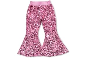 Yawoo Haan Kis Clothing hot Pink Sequin Lining Baby Girls Bell Bottom Pants