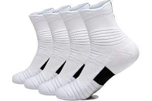 Yoknatt 3 Pack Compression Basketball Socks Performance Cushioned Athletic Crew Socks Sports Running Cycling Socks