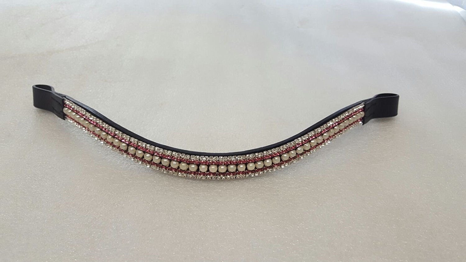 Cwell Equine Look U PINK/PEARL Crystal Browband Great Gift *offer* BLACK (PONY 14")