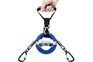 Duckygoo Heavy Duty Dog Tie Out Cable-Dog Leads for Yard & Camping, Rust Proof Leash Cable with Carrying Handle, No Tangle Tether for Medium to Large Dogs Up to 500lbs,20ft,Blue