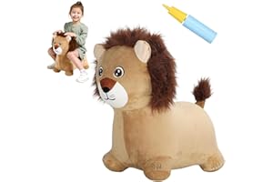 INPANY Bouncy Horse, Lion Hopper Toys, Toddlers Plush Bouncing Animal Hopping, Bounce Buddies, Inflatable Ride on Rubber Bouncer, Indoor Outdoor Birthday Gifts Toy for 2 3 4 Year Old Girls Boys