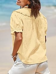 Tankaneo Women's Puff Sleeve Shirts Peter Pan