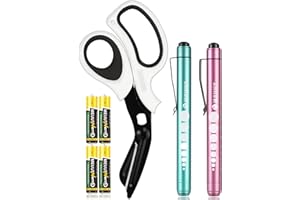 MEUUT 3 Pack Medical Scissors Penlights for Nurse Kits- Nurse Accessories Two Medical Pen lights with Pupil Gauge, One 7.5" Trauma shears Bandage Scissors with Carabiner