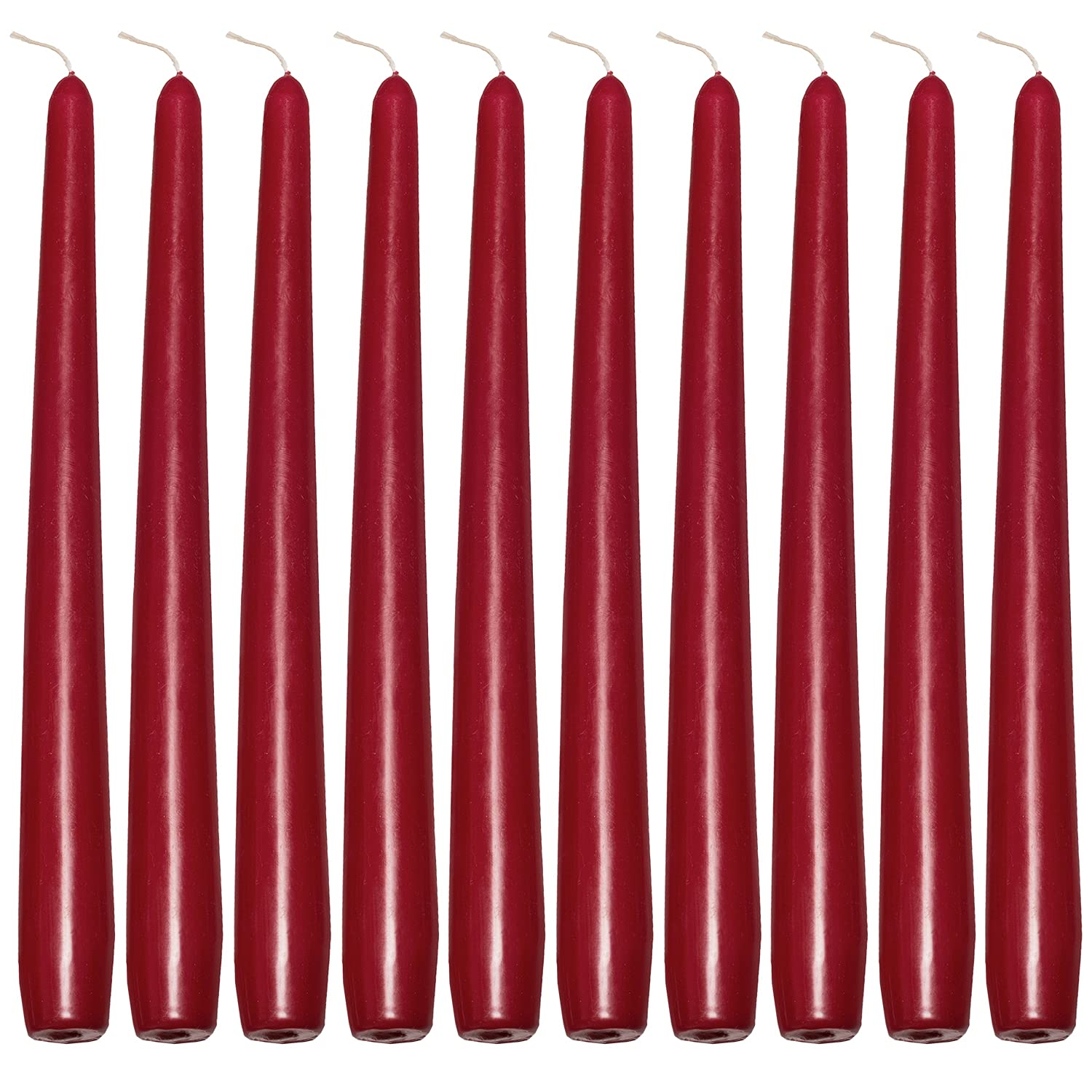 Deli Supplies Dinner Party Christmas Table Decor Bistro Candles Non Drip Tapered 9โ 24cm Tall Taper Candle 7 Hour Burn Time Smokeless and Dripless Quality Wax (Burgundy, 10) โ image 1