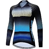 Serijoars Women's Long Sleeve Cycling Jersey MTB Shirts Quick Dry Bike Tops with Reflective Strip