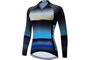 Serijoars Women's Long Sleeve Cycling Jersey MTB Shirts Quick Dry Bike Tops with Reflective Strip