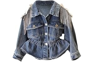 WELAKEN Unicorn Jean Jacket for Girls Kids & Toddler with Sparkly Sleeve, Girls' Spring Outfit Denim Jackets Outerwear