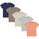 Cudlie 5-Pack Toddler Boys’ T-Shirts – Soft Cotton Tees for 12M to 4T – Solid Colors, Everyday Value, Soft and Comfy