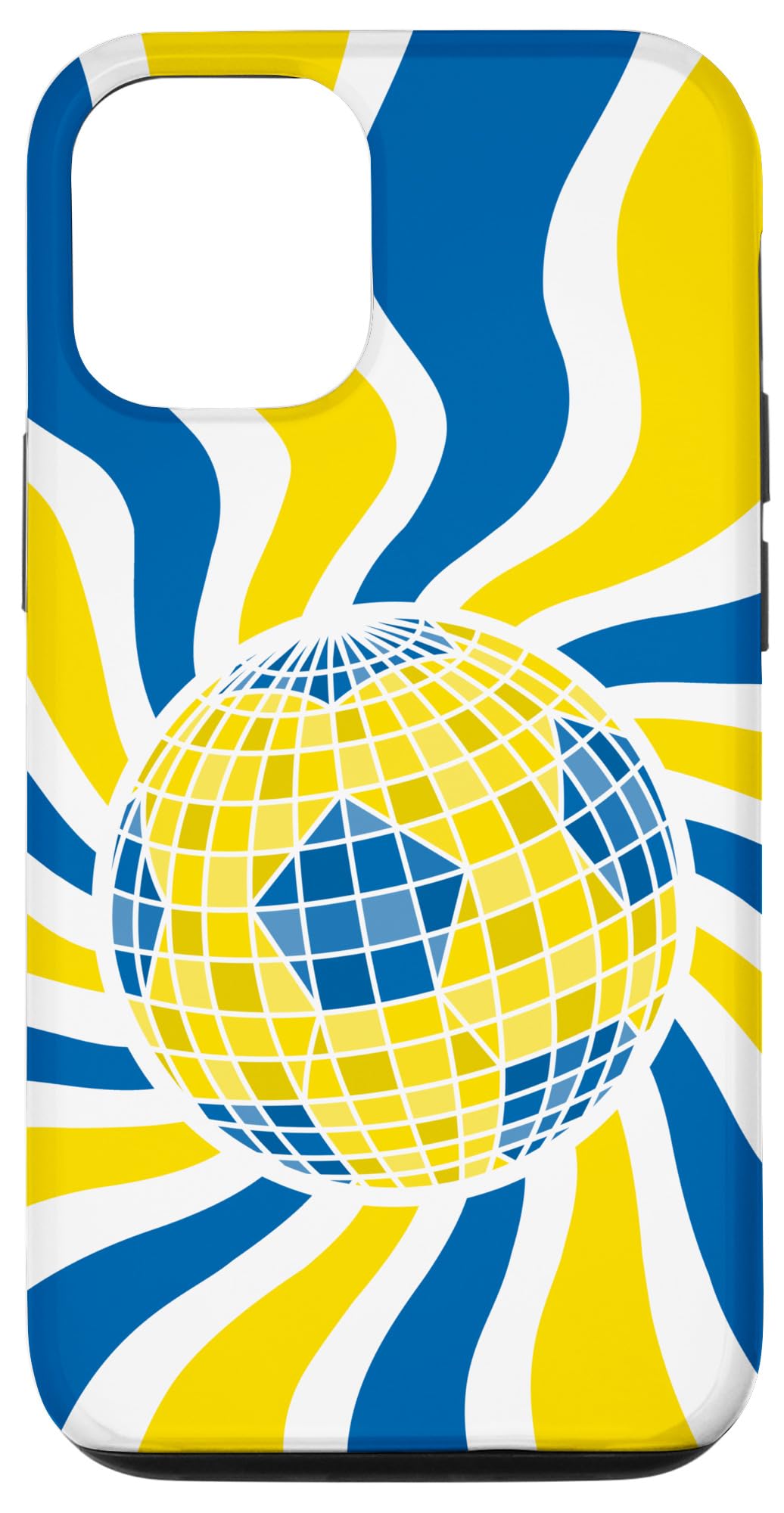 iPhone 15 Blue & Yellow Disco Football Soccer Ball Case