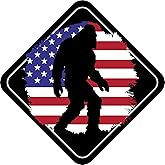 Stickios Bigfoot Decal - Distressed American Flag Sasquatch Vinyl Bumper Sticker for Cars, Trucks & Vehicle Windows - Made in USA - Patriotic Squatch Diamond (6x6 inches)