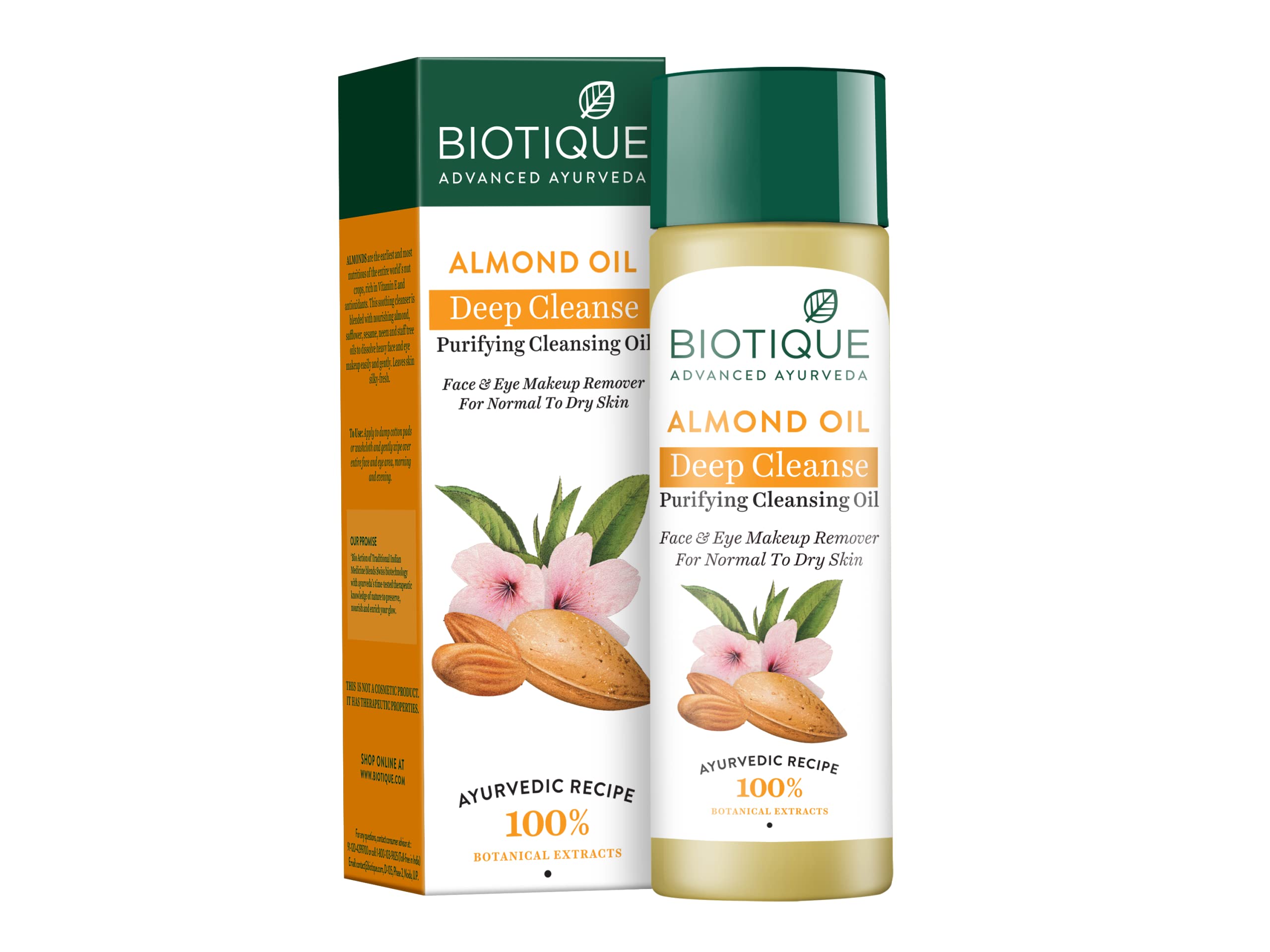 Biotique Almond Oil Soothing Face and Eye Makeup Cleanser for Normal To Dry Skin