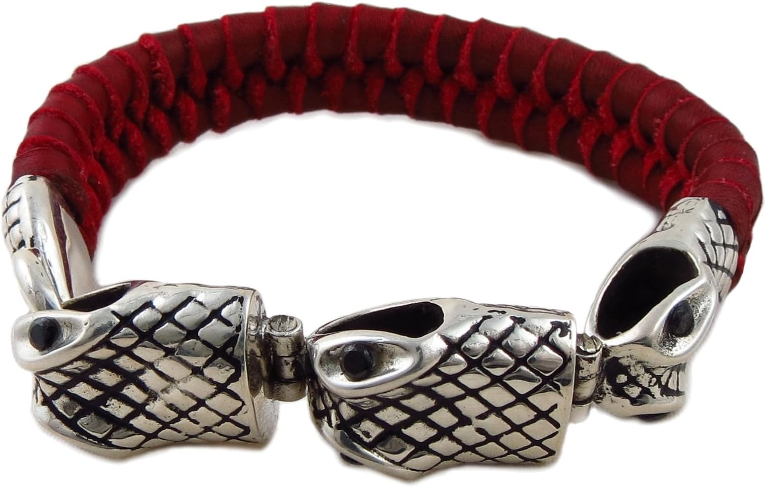 Hallmarked Snake Head 925 Sterling Silver Serpent Bracelet Cuff