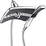 BRIGHT SHOWERS Dual Shower Head Combo Set, Handheld Showerhead Rainfall Shower Head Combo with Black Face, 60 Inch Long Stain