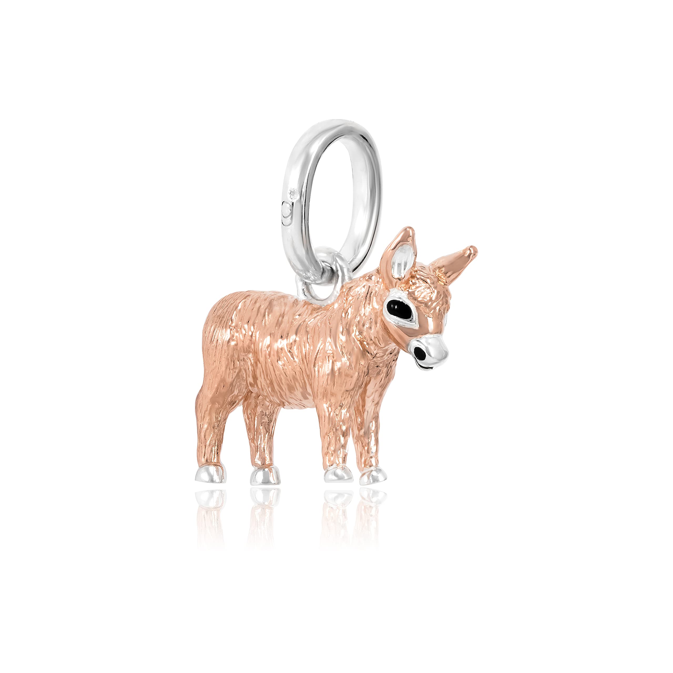 Gemma J Donkey Charm - sterling silver with rose gold detail, compatible with most popular charm bracelets