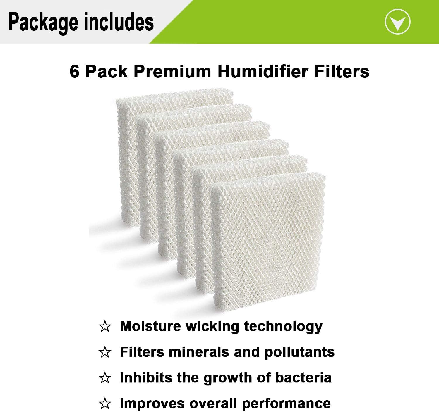 Lemige 6 Pack Humidifier Wicking HFT600 Filters T Compatible with Honeywell Tower Humidifier HEV615 HEV620, Compare to Part HFT600T HFT600PDQ -