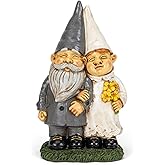 NAT & JULES Married Gnome Couple Colorful Finish 12 inch Resin Garden Statue