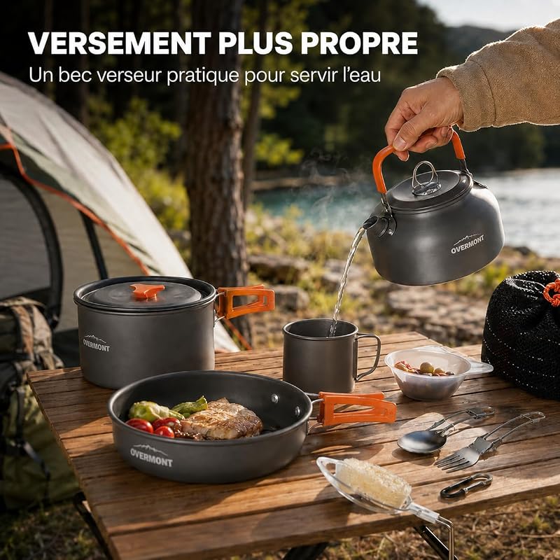 Kit de Cuisine de Camping 14 Pièces en Aluminium Anodisé