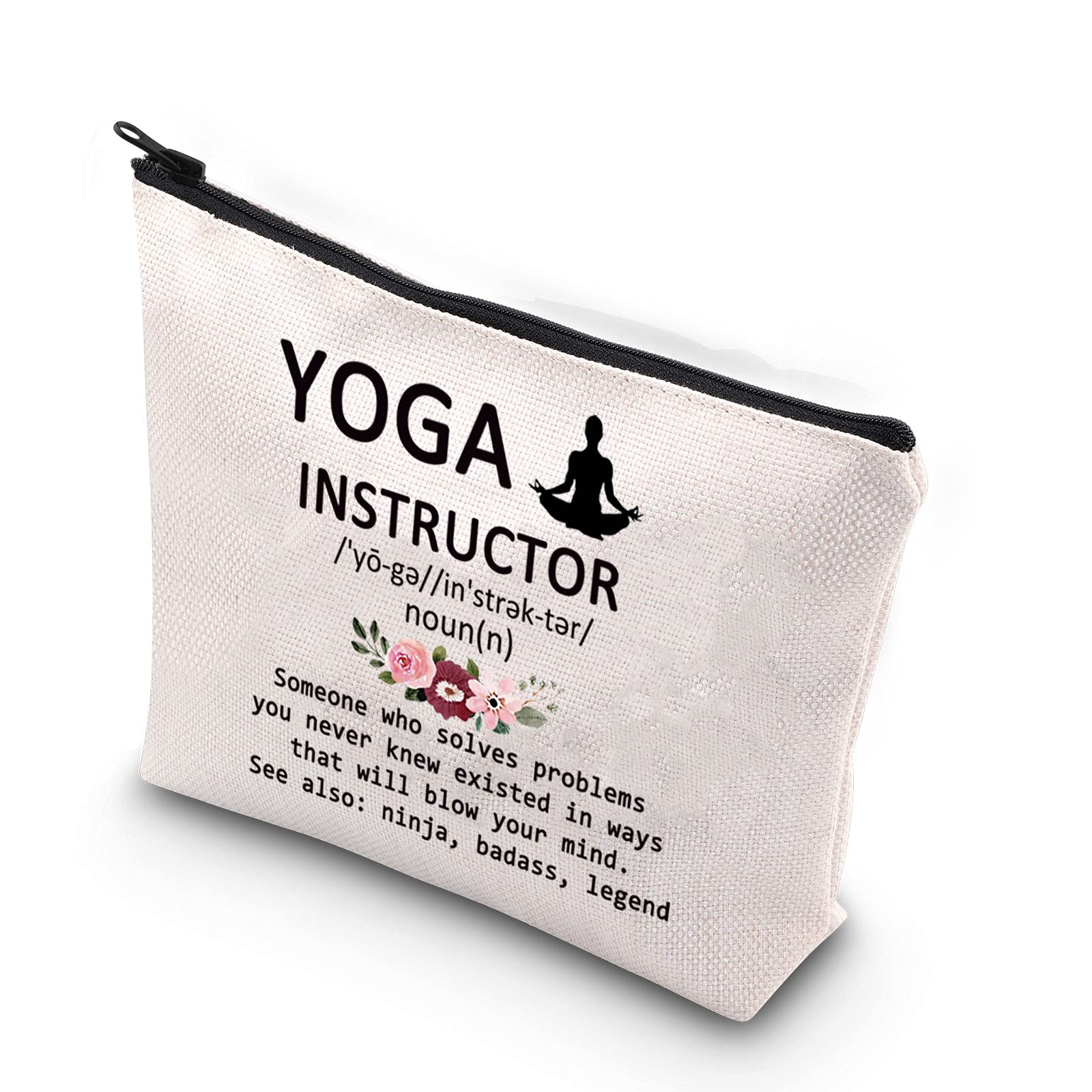 Yoga Instructor Gift Funny Yoga Teacher Definition Zipper Pouch Makeup Bag (Yoga InstructorD UK)