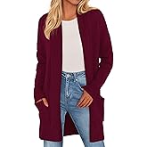 PRETTYGARDEN Long Cardigan Sweaters for Women Winter Clothing 2026 Fall Knitted Open Front Cozy Sweater with Pockets