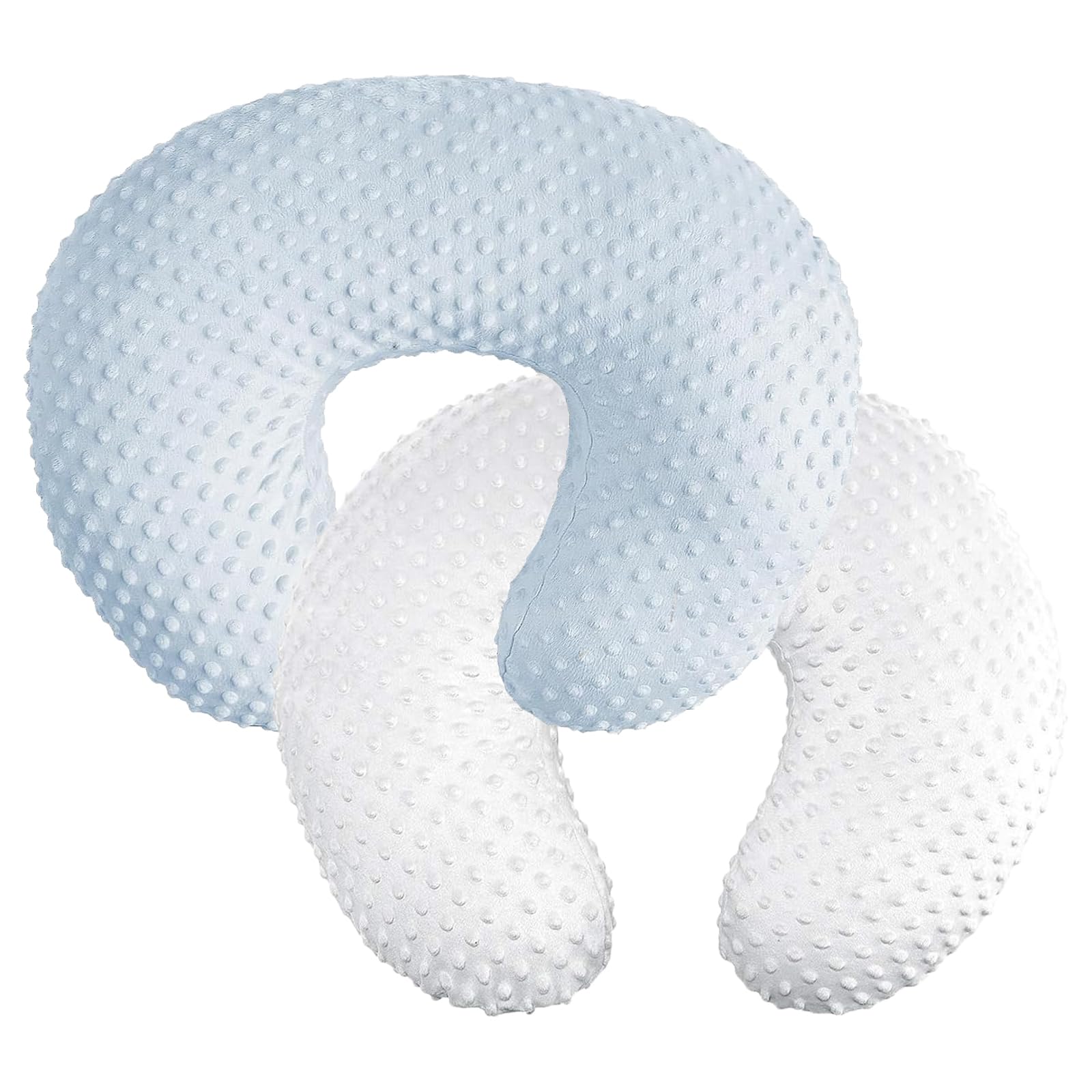 iEvolve Baby Nursing Pillow Cover Breast Feeding Pillow Cover Slipcover U Shape for Baby Boy Girl,Cover Only(BabyBlue&White, pack of 2)