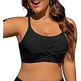 Women Plus Size Bikini Top - Push Up Twist Front Swim Top Full Coverage Swimsuit Tops Bathing Suit Bra for Large Bust