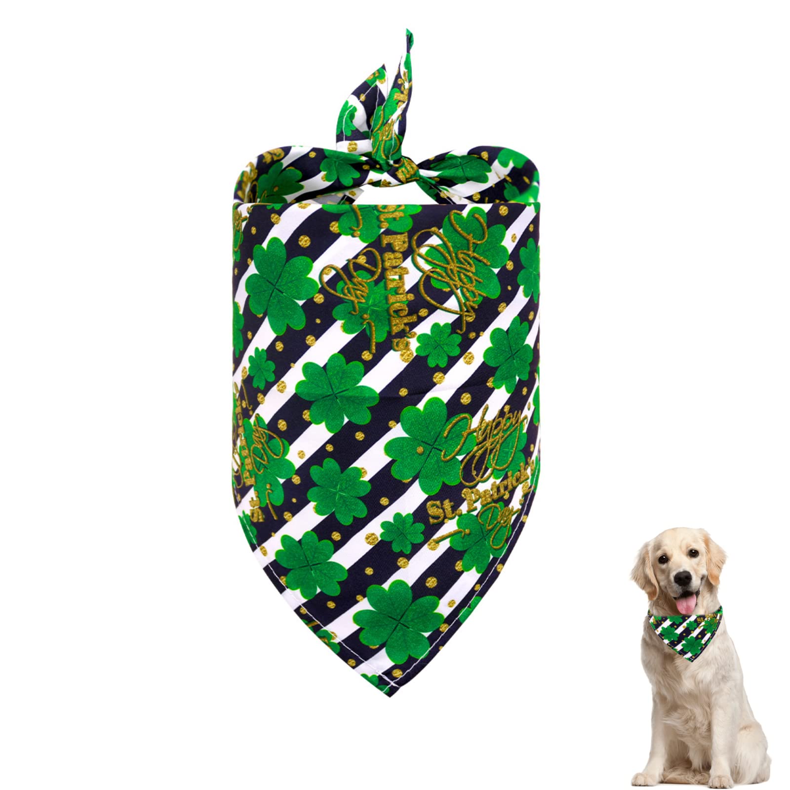 Dog Bandana,St Patrick's Day Dog Bandana Personalised Celebrations Street Party，Pet Costume Stylish Triangle Washable Dog Cat Scarf for Decorations