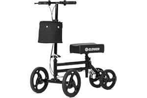 ELENKER Knee Scooter Economy Knee Walker with Dual Braking System for Injury or Surgery to The Foot, Ankle Injuries Bright Black