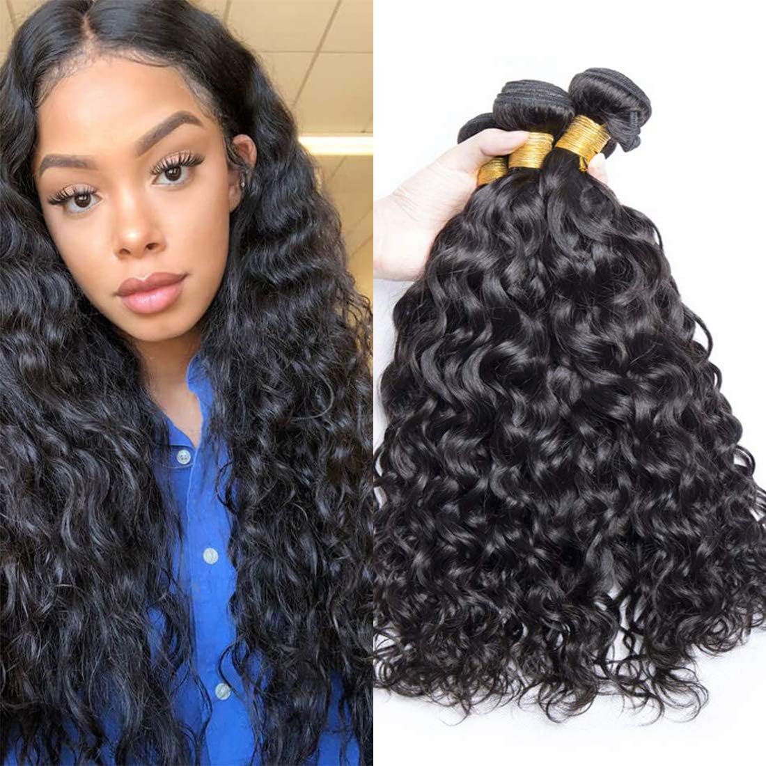 Ali Moda Malaysian Virgin Hair 3 bundles Water Wave Wet and Wavy Water Weave Human Hair Bundles Malaysian Water Wave Virgin Hair(10 12 14)