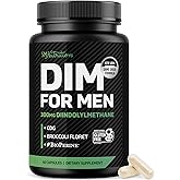 DIM Supplement for Men 300mg | Estrogen Blocker & Aromatase Inhibitor | Extra Strength Men’s Hormone Balance & Fitness Booster with Diindolylmethane Plus CDG & Broccoli Floret | Gluten-Free | 60 Ct