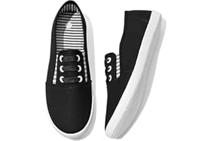 SHUPUA Women's Canvas Slip On Sneakers - Casual Walking Shoes, Non Slip Work Shoes