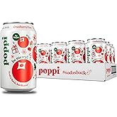 Poppi Sparkling Prebiotic Soda Beverage with Apple Cider Vinegar, Seltzer Water and Fruit Juice, Cranberry Fizz Flavor, 12 Fl