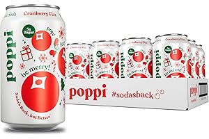 Poppi Sparkling Prebiotic Soda Beverage with Apple Cider Vinegar, Seltzer Water and Fruit Juice, Cranberry Fizz Flavor, 12 Fl Oz, Pack of 12, Packaging May Vary
